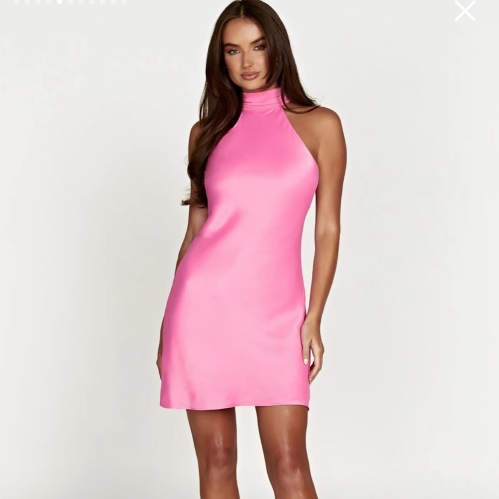 Meshki Claire a line mini halter dress size small